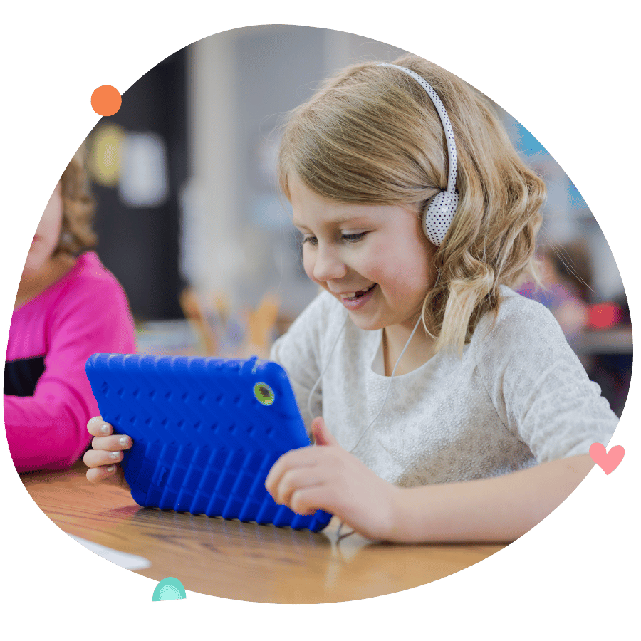 BLOB w SHAPES girl with blue ipad